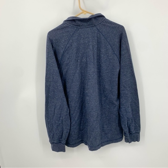 LL Bean Men Size Large Pullover 1/4 Zip Sweater Top Blue Cotton Blend Shirt - Picture 3 of 7